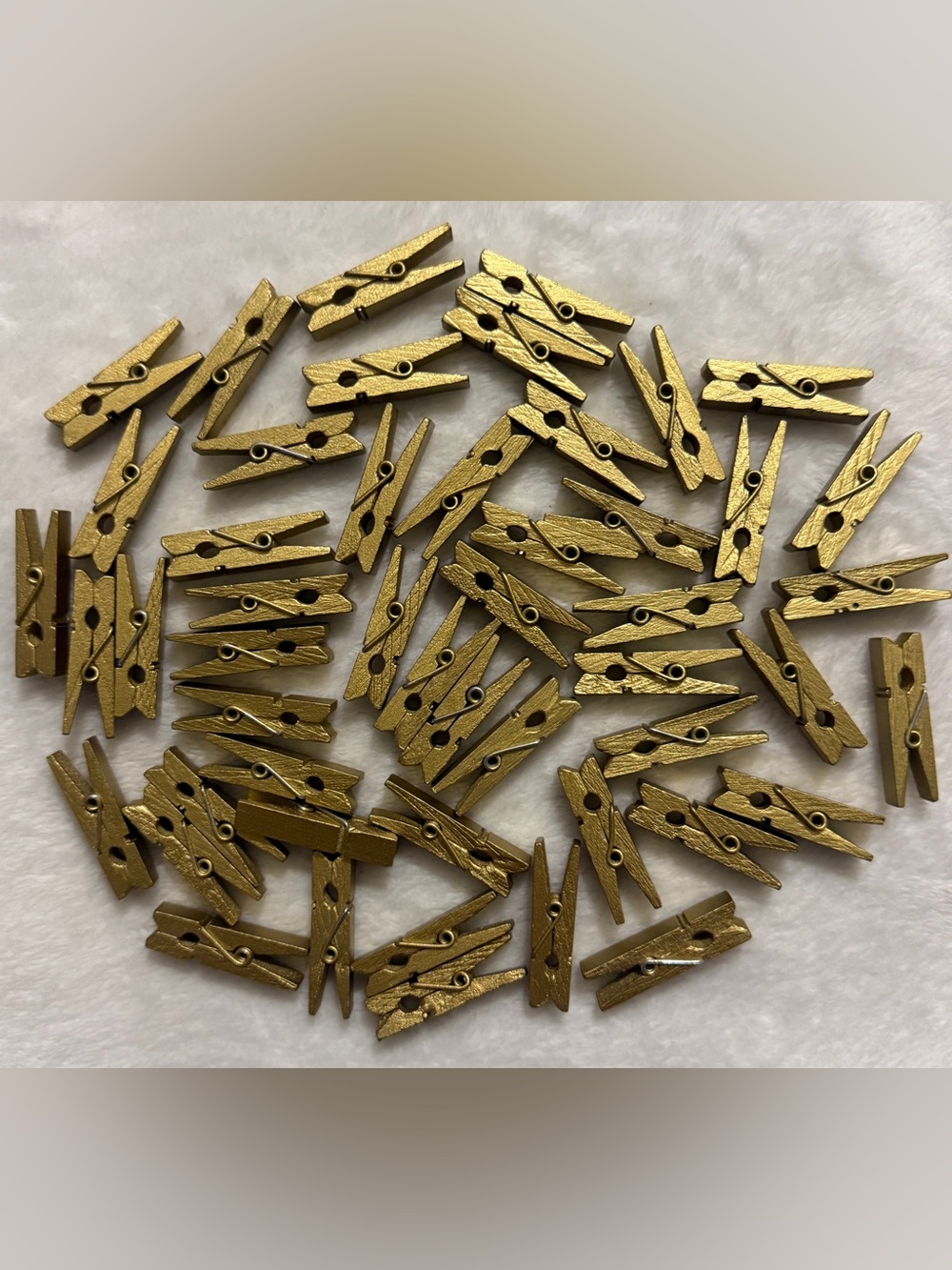 Sturdy 1 1/2 inch Mini Golden Wooden Craft Clothespins 50 pcs